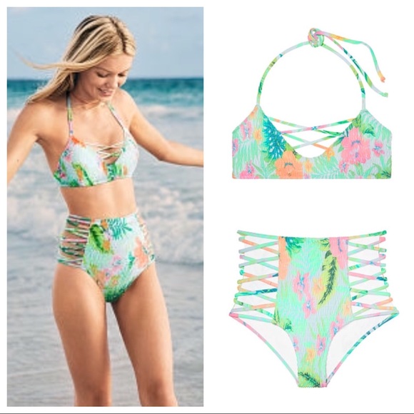 smocked bikini high waist